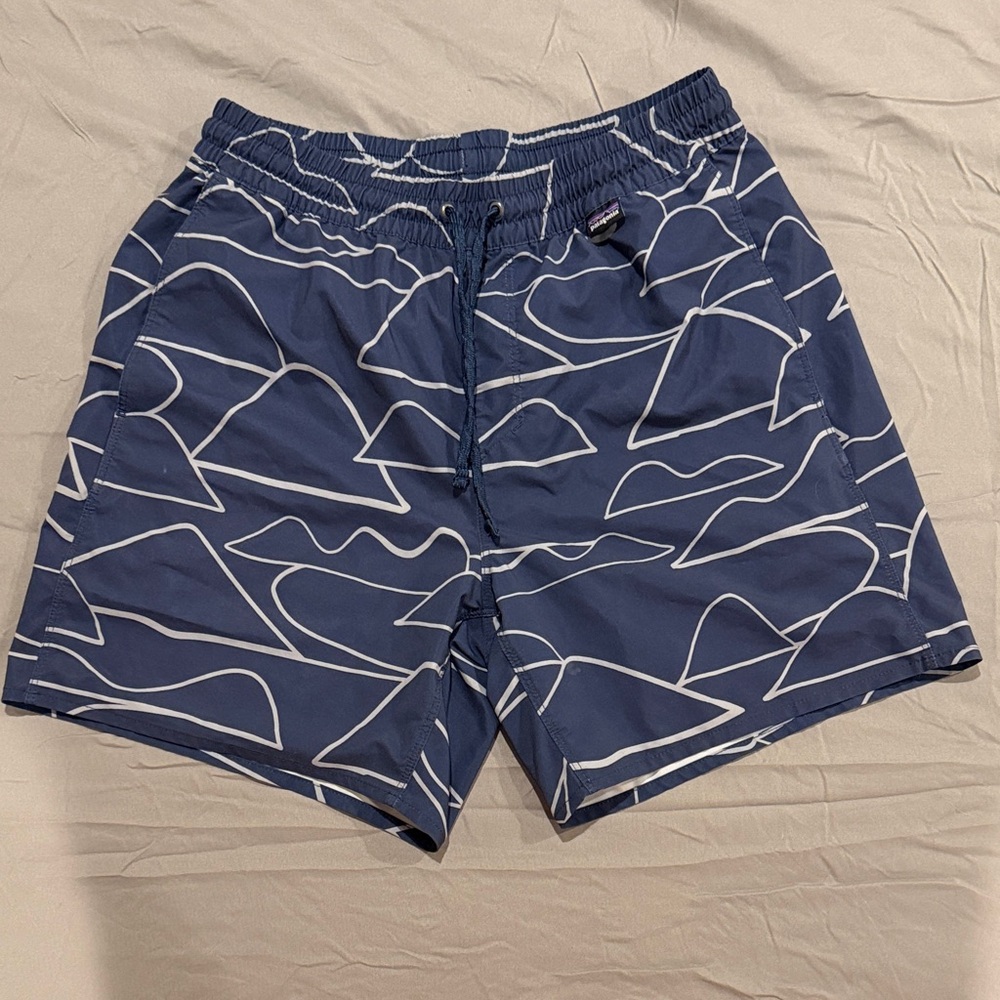 Patagonia Navy and White Athletic Shorts